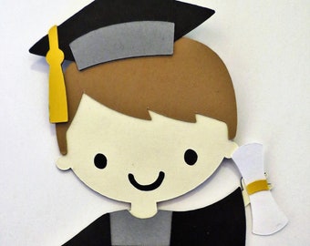 Graduation Graduate Grad Boy Paper Doll Die Cut Scrapbook Embellishement