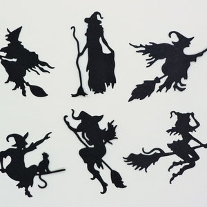 Witch Broom #2 Halloween Silhouette Die Cut Scrapbook Embellishment set of 6