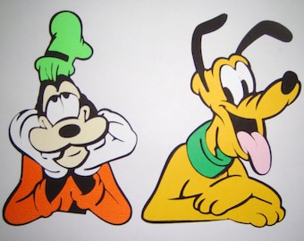 Pluto and Goofy Heads Faces Paper Die Cut Scrapbook Embellishment