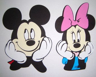 Mickey and Minnie Mouse Heads Faces Paper Die Cut Scrapbook Embellishment