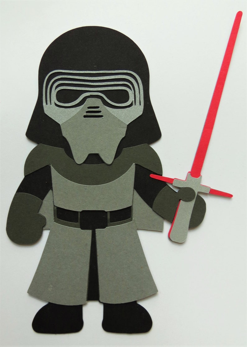 Star Wars Inspired Kylo Ren Paper Die Cut Paper Doll Scrapbook Embellishment image 1