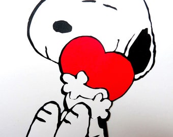 Charlie Brown Inspired Snoopy with heart Die Cut Scrapbook Embellishment