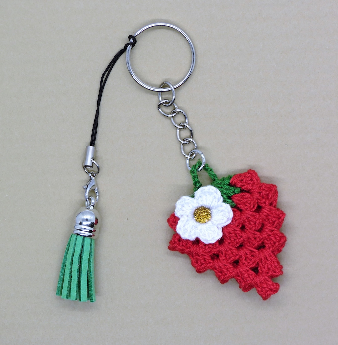 Crochet Key Ring Keychain Strawberry Key Chain Handmade Bag Charm. - Etsy