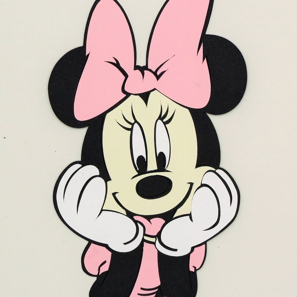 Minnie Mouse Head Face Paper Die Cut Scrapbook Embellishment pink Outfit