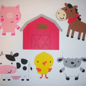 Cute Farm Animals Pig Sheep Cow Horse Die Cut Paper Scrapbook Embellishment CupcakeTopper