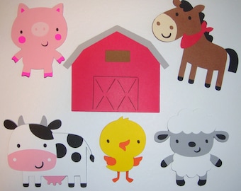 Cute Farm Animals Pig Sheep Cow Horse Die Cut Paper Scrapbook Embellishment CupcakeTopper