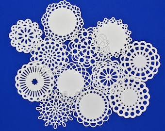 Small Tiny Doilies 12 pc White Paper Die Cut Scrapbook Embellishment Cardmaking