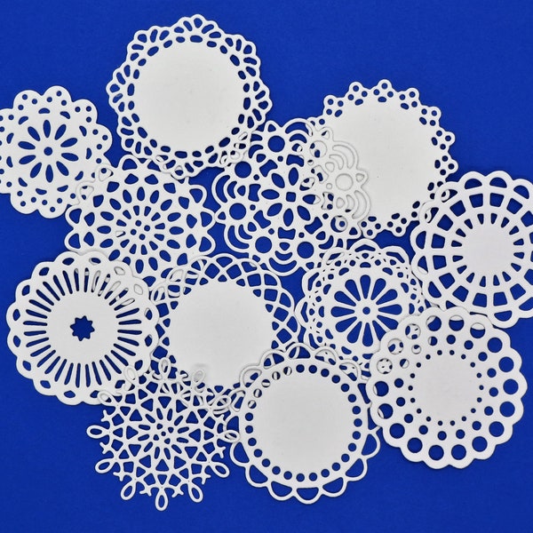 Small Tiny Doilies 12 pc White Paper Die Cut Scrapbook Embellishment Cardmaking