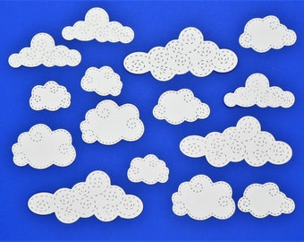 15 Clouds Embossed Cardstock Paper Die Cut Embellishment Scrapbook Cardmaking