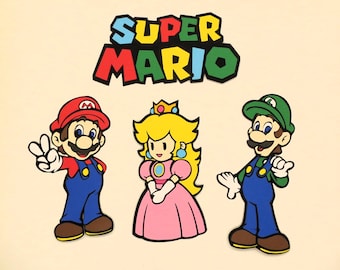 Super Mario Luigi Title Princess Peach Paper Die Cut Scrapbook Embellishment