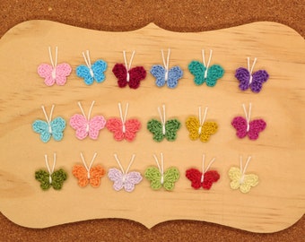 Crochet Small Tiny Butterfly Applique Embellishment 18 Pcs Mix Cardmaking