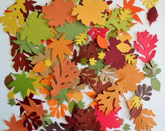 Leaves Fall Autumn Punch Paper Die Cut Set of 50 Scrapbook Embellishment
