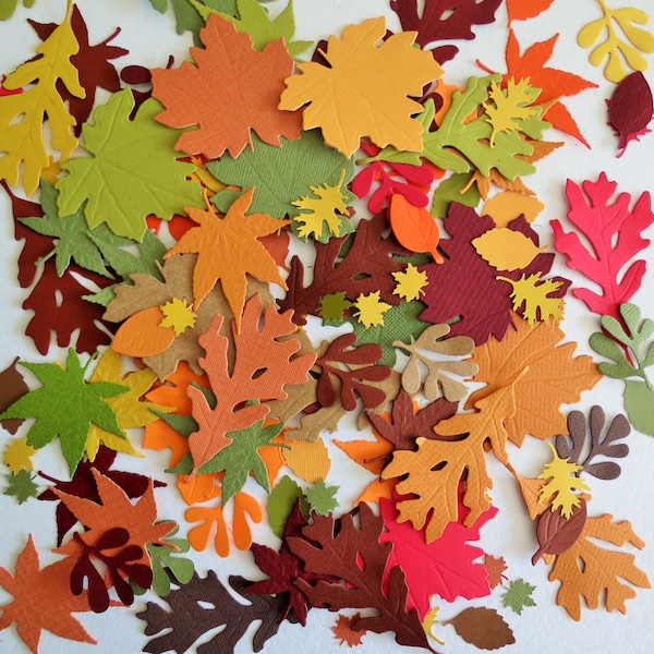 Leaves Fall Autumn Punch Paper Die Cut Set of 50 Scrapbook Embellishment