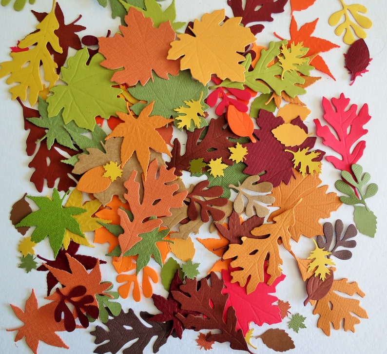 Leaves Fall Autumn Punch Paper Die Cut Set of 100 Scrapbook Etsy