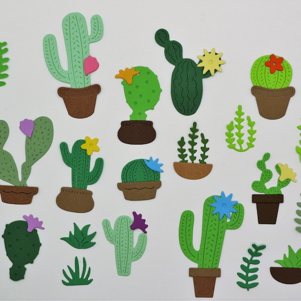 40pcs Cactus Succulent Mix Flower pot Flower Cardstock Card Making Scrapbook