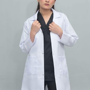 Camice bianco da laboratorio, antirughe, leggero, per medico, dentista, chirurgo, farmacista, terapista, uniforme medica