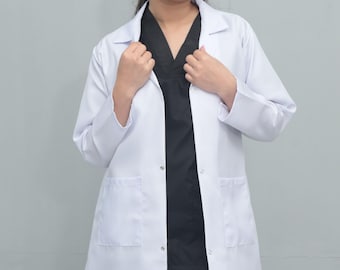 White Lab Coat, Anti-wrinkle Lightweight Doctor Dentist Surgeon Pharmacist Therapist, Medical Uniform