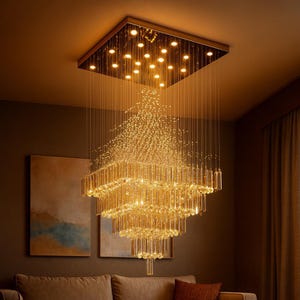 Luxury Crystal Chandelier LED Modern Ceiling Light for Living Room Staircase Lobby