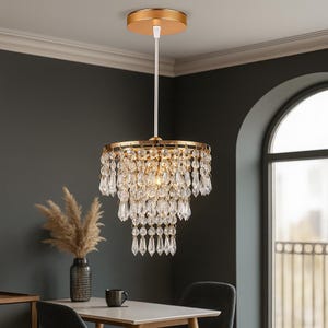 Luxury Crystal Ceiling Light – Modern Gold Chandelier for Bedroom, Hallway, or Dining Room