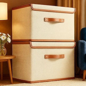 Large Fabric Storage Box: 42L Foldable Clothes & Blanket Bin