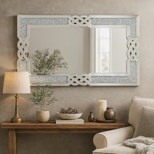 Luxury Wall Mirror with Crushed Diamond Frame – Decorative Crystal Mirror 90x60cm / 100x70cm / 120x60cm