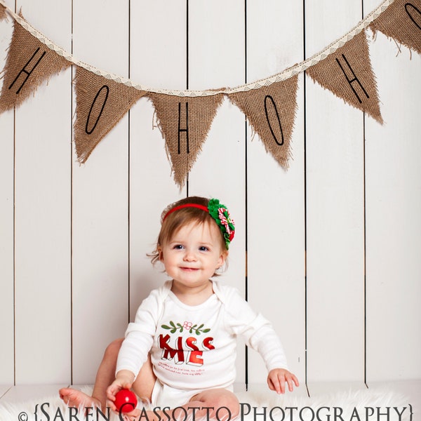 Christmas Ruffle Fabric Flowers, Rolled Rossette, Shabby Chic Chiffon Flower and Bow Headband - Baby Girl, Newborn, Infant, Toddler, Child