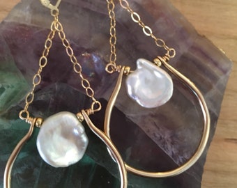 Gold Filled Keshi Pearl drops