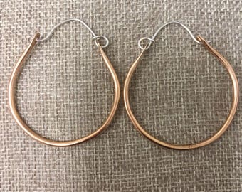 Simple brass hoops with silver earwires