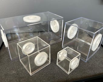 Jumping Spider Enclosures with 3D Printed vents: Nursery/Senior, Subadult, Juvenile and Sling condos