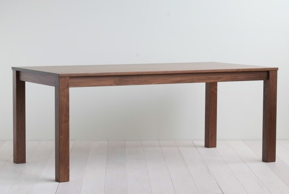 Solid Wood Parsons Dining Table Solid Top Or Extension Etsy