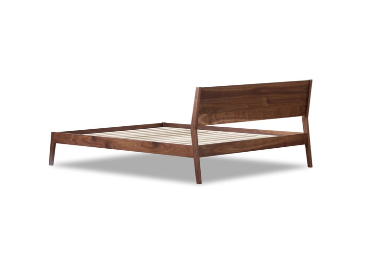 Fulton Bed Solid Wood Bed Frame With Slanted Headboard Etsy Canada