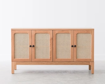 Solna Credenza - Solid wood with cane doors