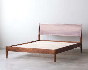 Fulton Bed - Solid Wood Bed Frame with Slanted Headboard