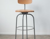 The Barbican Oak and Steel Bar Stool