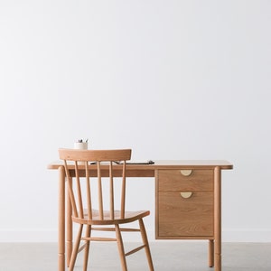 White oak Sawyer Desk and White oak Windsor chair