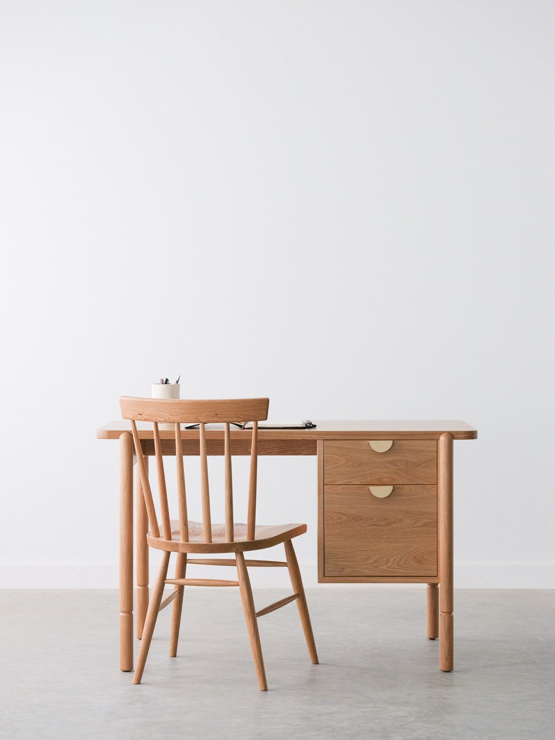 White oak Sawyer Desk and White oak Windsor chair