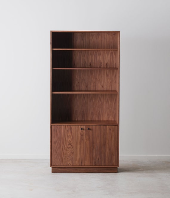 Douglas Tall Bookcase Solid Walnut With Adjustable Shelves Etsy