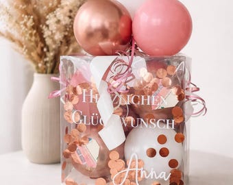 Personalisiertes Geldgeschenk Geburtstag – Ballonbox DIY Set mit Namen – Geschenkbox für Hochzeit & Geburtstag – Überraschungsbox