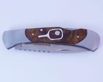 Sterling silver Pickleball inlay pocket knife