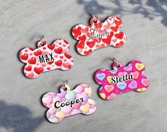 Personalized Valentine Heart Dog Tag | USA Made Aluminum Pet ID