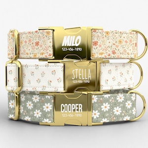 Wildflower Dog Collar | Metal Buckle | Adjustable | Made in USA | Cottagecore Floral | TPRNC-27