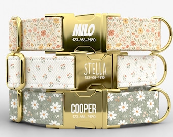 Wildflower Dog Collar | Metal Buckle | Adjustable | Made in USA | Cottagecore Floral | TPRNC-27