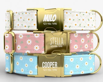 Floral Spring Collar & Leash Collection | Metal Buckle | Adjustable | USA Made | Colorful Daisy Designs  | TPRNC-5