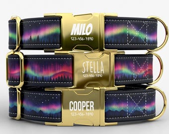 Northern Lights Dog Collar | Metal Buckle | Adjustable | Made in USA | Aurora Borealis | TPRNC-28