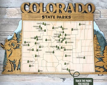 Colorado State Park Tracker | Travel Map Wall Décor | Adventure Bucket List | Hiking Gift | Made in USA | Explorer Display