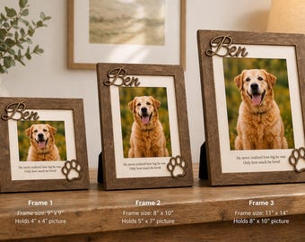 Personalized Rustic Wood Pet Memorial Frame | Custom Dog Cat Photo Keepsake | 4x4 Picture