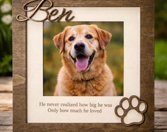Personalized Rustic Wood Pet Memorial Frame | Custom Dog Cat Photo Keepsake