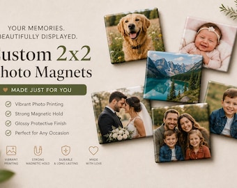 Personalized Photo Magnet | Custom 2x2 Refrigerator Keepsake | Pet, Family, Wedding, Memorial & Travel Gift
