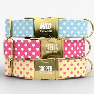Polka Dot Dog Collar | Metal Buckle | Adjustable | Made in USA | Classic Dot Pattern | TPRNC-44