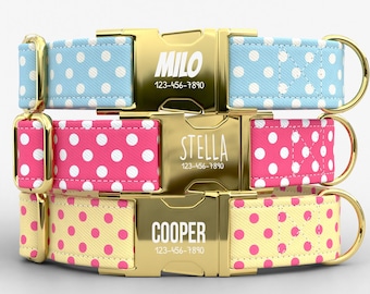 Polka Dot Dog Collar | Metal Buckle | Adjustable | Made in USA | Classic Dot Pattern | TPRNC-44